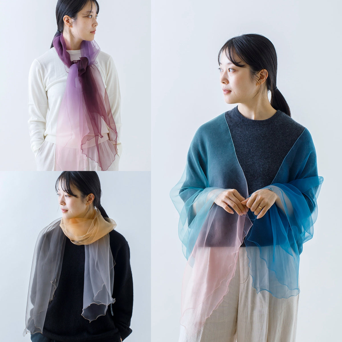 天女の羽衣®で楽しむ、3つの着こなし。